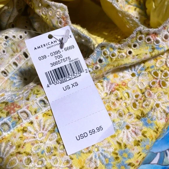 AEO Floral  With Embroidery Wrap Mini Dress - Picture 5 of 6